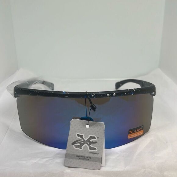 XLoop Sport Shield Sunglasses – Blue Frame, Mirrored Lens, UV400 Protection, Pol - Picture 3 of 4